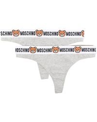 Moschino - Logo-waistband Cotton-blend Thongs (pack Of Two) - Lyst