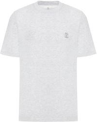 Brunello Cucinelli - Logo-Print Cotton T-Shirt - Lyst