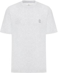 Brunello Cucinelli - Camiseta de algodón con logo estampado - Lyst