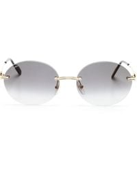Cartier - Metallic Oval-Frame Sunglasses - Lyst
