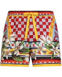 Dolce & Gabbana - Carretto-Print Drawstring Shorts - Lyst