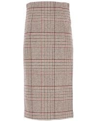FEDERICA TOSI - Prince Of Wales Check Front-Slit Midi Skirt - Lyst