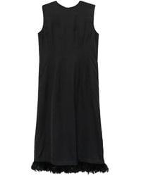 Plan C - Robe Longue Sans Manches Bordée De Plumes - Lyst