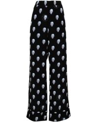 Stella McCartney - Graphic-print Wide-leg Silk Trousers - Lyst