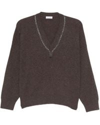Brunello Cucinelli - Maglione Con Scollo A V E Decorazione - Lyst