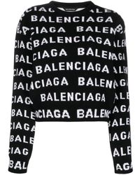 Balenciaga - Maglione girocollo con logo - Lyst