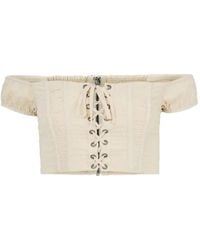 Guess - Lace-Up Off-Shoulder Top - Lyst