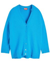 DIESEL - Wool V-Neck Cardigan With Neck Logo - Lyst