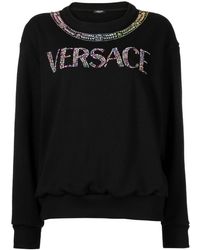 Versace Sweater Verfraaid Met Kristallen - Zwart