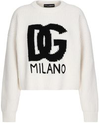 Dolce & Gabbana - Large Logo Chunky Knit - Lyst