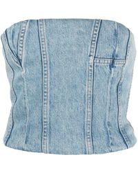 Amiri - Ma Denim Bustier Crop Top - Women's - Cotton/polyester/nylon/spandex/elastanespandex/elastane - Lyst