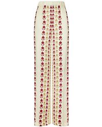 Tory Burch - Printed Silk Trousers - Lyst