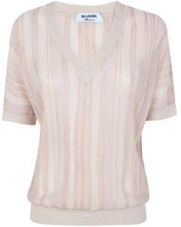 Blugirl Blumarine - Striped V-Neck Sweater - Lyst
