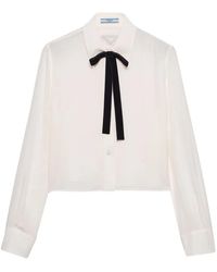Prada - Silk Pussybow Shirt - Lyst