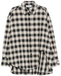 The Attico - Check-Pattern Curved-Hem Shirt - Lyst