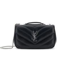 Saint Laurent - Small Loulou Chevron Logo-Plaque Shoulder Bag - Lyst