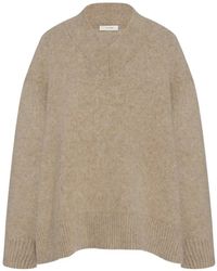 The Row - Fayette V-Neck Ribbed-Knit Sweater - Lyst