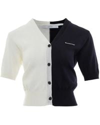 Pushbutton - Two-Tone Short-Sleeve Cardigan - Lyst