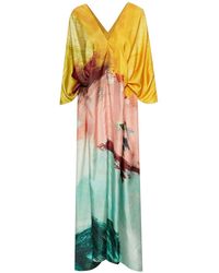 Oscar de la Renta - Abstract-pattern Print Silk Dress - Lyst