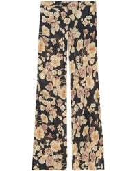 Saint Laurent - Flared Pants In Floral Silk Georgette - Lyst