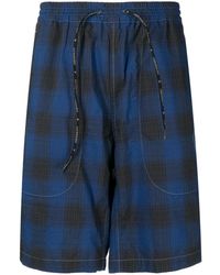 and wander - Check-Print Track Shorts - Lyst
