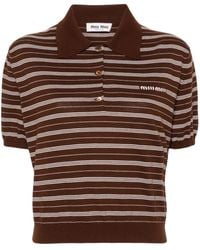 Miu Miu - Striped Knitted Polo Shirt - Lyst