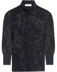 Marine Serre - Floral-Appliqué Silk-Blend Shirt - Lyst