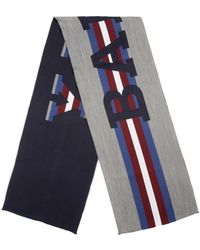 Bally Gestreifter Schal mit Logo - Blau