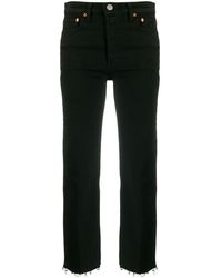 RE/DONE Jean crop à taille haute - Noir