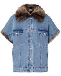Liu Jo - Denim Vest With Teddy Details - Lyst
