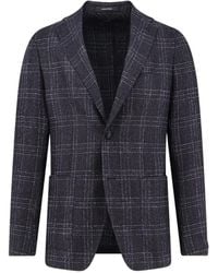 Tagliatore - Check-Pattern Single-Breasted Blazer - Lyst