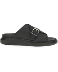 McQueen - Buckle-Strap Leather Sandals - Lyst