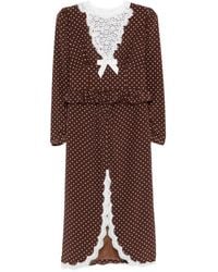 Alessandra Rich - Polka-Dot Lace-Detail Midi Dress - Lyst