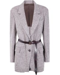 Brunello Cucinelli - Jack Met Visgraatpatroon En Ceintuur - Lyst