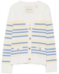 GANT - Striped Button-Up Cardigan - Lyst