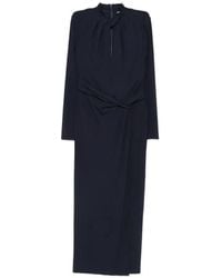 Giorgio Armani - Twist-Detail Keyhole-Neck Midi Dress - Lyst