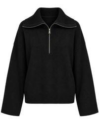 SOLOTRE - Half-Zip Wool Sweater - Lyst