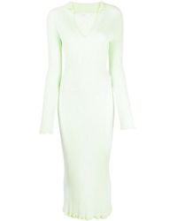 Rosetta Getty - Vestido de canalé tipo polo con manga larga - Lyst