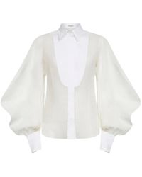 Brunello Cucinelli - Button Bishop-Sleeves Shirt - Lyst