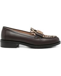 Liu Jo - Leopard-Print Logo-Plaque Loafers - Lyst