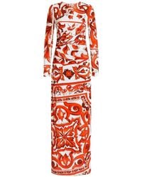 Dolce & Gabbana - Majolica-Print Organzine Long Dress - Lyst
