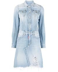 DSquared² - Distressed Denim Dress - Lyst