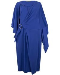 Alberta Ferretti - Cape-Detail Draped Midi Dress - Lyst