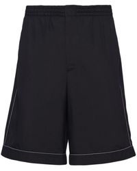 Prada - Contrast-trim Silk Bermuda Shorts - Lyst