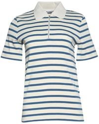 Jil Sander - Striped-Pattern Zip-Collar Polo Shirt - Lyst