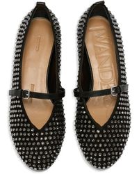 JW ANDERSON スタッズ付き 黒 バレエ　シューズ JW Anderson ブラック Biker ジッパー レザー フラットシューズ