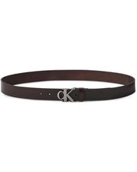 Calvin Klein - Logo-Buckle Leather Belt - Lyst