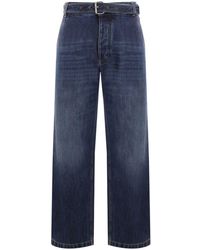 Bottega Veneta - Halbhohe Jeans mit Gürtel - Lyst
