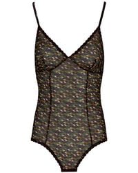 Laura Urbinati - Geometric-Print Tulle Bodysuit - Lyst