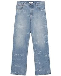 MSGM - Graphic-Print Straight-Leg Jeans - Lyst